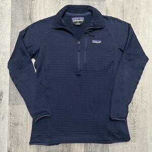 Patagonia R1 Pullover Women’s Navy Waffle Grid Fleece 1/4 Zip Polartec Hike M